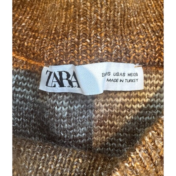 ZARA Boho Cropped Fringe Striped Pull Over Knit Sweater Brown Orange Size Small - Picture 10 of 10